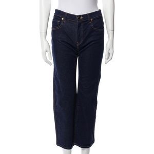 Khaite size 26 deep blue mid-rise cropped denim jeans Wendell Style